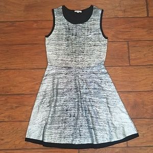 Shoshana Metallic Silver Black Stretch Dress